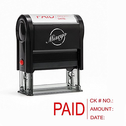 Product Cover Miseyo Paid Stamp Self Inking with Date, Check Number, Amount - Red Ink