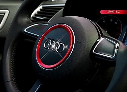 Product Cover YIKA Aluminum Steering Wheel Center Decoration Cover Trim For Audi A3 A4L Q3 Q5 A5 A6L (Red)