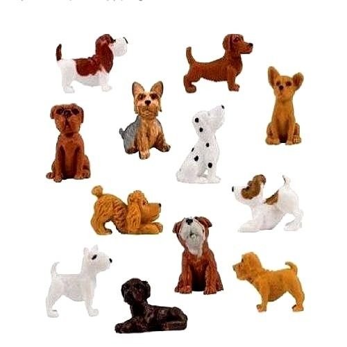 Product Cover 12 Pieces - Complete Set Adopt a Puppy Dog Figures Series 4 Dachshund Basset Hound Bull Terrier Jack Russell Dalmatian Black Labrador Yorkshire Boxer Bloodhound Bulldog Poodle Chihuahua Mini Toy Bag