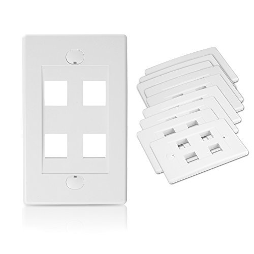 Product Cover [UL Listed] Cable Matters 10-Pack 4 Port Keystone Wall Plate (Cat6 / Cat5e Ethernet Wall Plate) in White