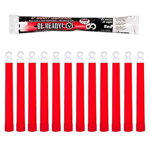 Product Cover Be Ready Red Glow Sticks - Industrial Grade 12 Hour Illumination Emergency Safety Chemical Light Glow Sticks