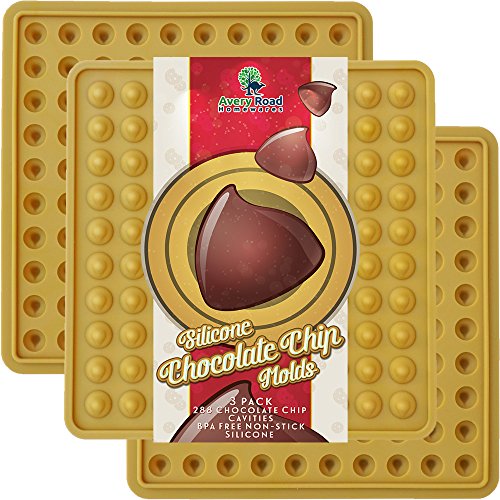 Product Cover Chocolate Chip Mold Silicone 3 Pack - New Fda Approved Lfgb Professional Grade Silicone Chocolate Chips Candy Molds - Make Non Dairy & Sugar Organic Chocolate Chips & Mini Gumdrop