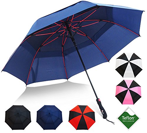 Product Cover Golf Umbrella by Repel with Triple Layered Reinforced Fiberglass Ribs Adorned in Red Paint, 60