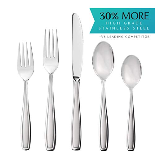 Product Cover Radley & Stowe 20-Piece Flatware Solid Stainless Steel Silverware Set (Designer Grade with Matte Finish Handle), 4 Table Settings