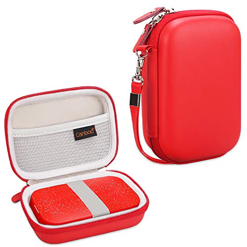 Product Cover Canboc Shockproof Carrying Case Storage Travel Bag for HP Sprocket Portable Photo Printer and (2nd Edition) / Polaroid Zip Mobile Printer/Lifeprint 2x3 Portable Protective Pouch Box, Red