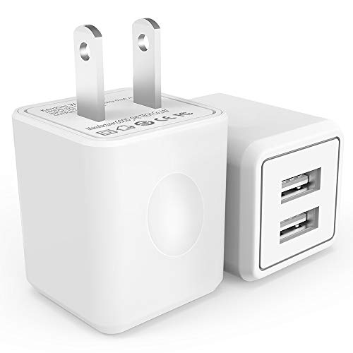 Product Cover Wall Charger, 2.1A 12W Dual Port Portable Universal USB Wall Charger for Apple iPhone,iPad, Samsung Galaxy, HTC Nexus Moto BlackBerry, Bluetooth Speaker Headset & Power Bank, White (2-Pack)