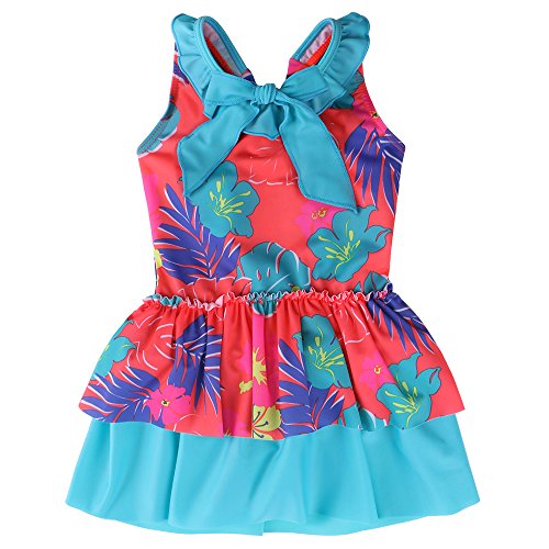 Product Cover BAOHULU Toddler Girls Swimsuit One Piece Cute Floral Dress Swimwear 3-8 Years