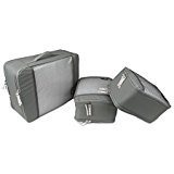 Product Cover BUBM 3pcs/Set Travel Carrying Case Packing Cubes Waterproof Electronics Accessories Organizer Triple Set(Large, Medium, Small)- (1-Gray)