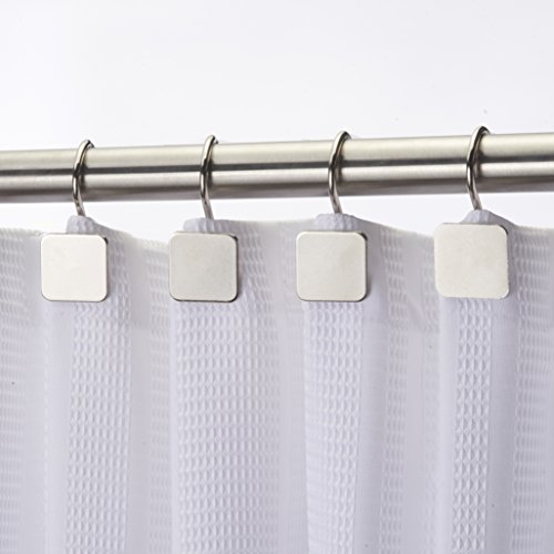 Product Cover Hermosa Collection Luxury Hotel Shower Curtain Hooks Square Modern Design Silver (12-pk.)