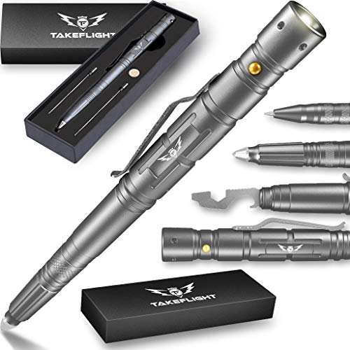 Product Cover Tactical Pen Multi Tool | LED Tactical Flashlight, Bottle Opener, Window Breaker | Multi-Tool for Everyday Carry (EDC) Survival Gear | Gift-Boxed w/Extra Ink