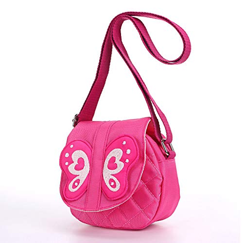 Product Cover Hipiwe Kids Crossbody Purse Bag Pink Butterfly Mini Messenger Shoulder Purse Handbag with Strap