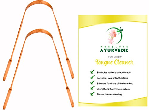Product Cover Tongue Scraper For Daily Oral Hygiene - Tongue Cleaner For Halitosis Treatment, Toxic Removal & Fresh Breath - A Must Have Yoga Essential To Get Benefits Of Copper (2 Pack Copper Handle)