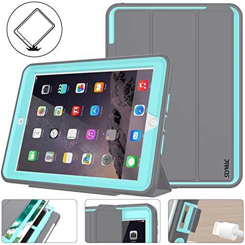 Product Cover iPad 5th/ 6th Generation Case, New iPad 9.7 Inch 2017/2018 Case Smart Magnetic Auto Sleep/Wake Cover Hybrid Leather with Stand Feature for Apple New iPad 2017 Release Model (Gray/SkyBlue)