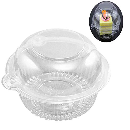 Product Cover 50 Pack Clear Plastic Single Individual Cupcake Muffin Dome Holders Cases Boxes Cups Pods