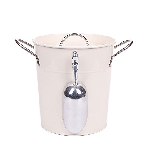 Product Cover Hot Sale T586 Cream 4L Metal Double Walled Ice Bucket Set With Lid And Scoop