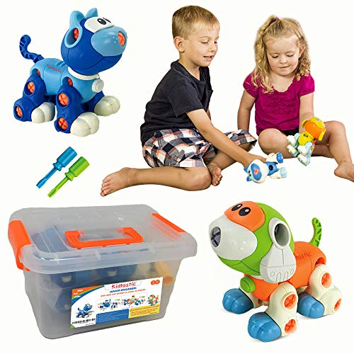 Product Cover Kidtastic Set of Take Apart Toys - Cat & Dog Models - STEM Building Set - Hours of Fun - 88 Pieces - Engineering Kit for Boys, Girls, Toddlers - Age 3, 4, 5 +Year Old
