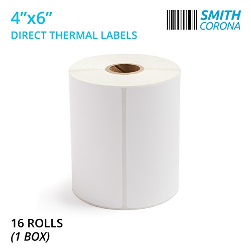 Product Cover Smith Corona - 4x6 Direct Thermal Labels, 16 Rolls with 250 Labels/Roll, 1'' Core, 4000 Labels Total, Made in The USA, for 1