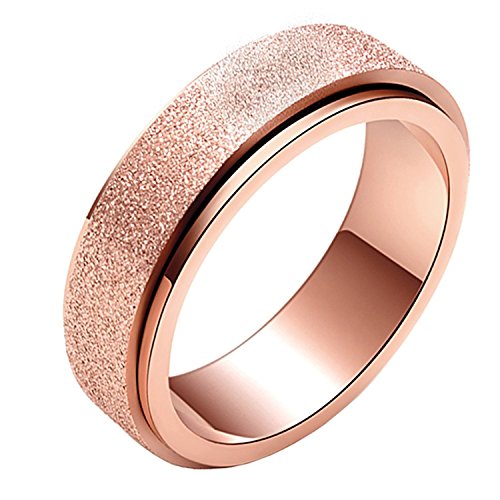Product Cover PAURO Women's & Men's Stainless Steel 5 Colors Sandblast Finish Lucky Worry Ring Band 6MM/8MM