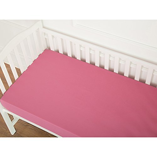 Product Cover TILLYOU 100% Microfiber Baby Bed Fitted Crib Sheet, Silky Soft and Hypoallergenic Standard Crib Mattress Sheet Toddler Bedding 28x52 - Rose Pink
