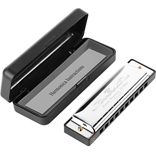 Product Cover Anwenk Harmonica Key of C 10 Hole 20 Tone Diatonic Harmonica C with Case for Beginner,Students, Kids Gift