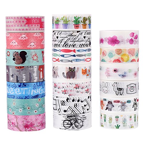Product Cover Dalus 20 Rolls Washi Masking Tape Set, Decorative Adhesive Tape for Crafts,Beautify Bullet Journals,Planners