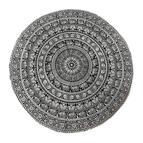 Product Cover raajsee Round Tapestry 70 Inch Round (B/W Walking Elephant)