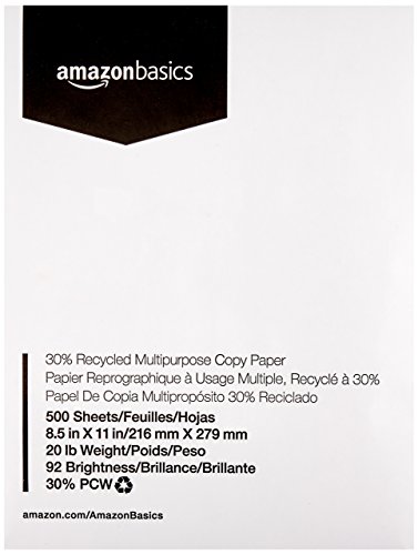Product Cover AmazonBasics 30% Recycled Multipurpose Copy Printer Paper - 8.5 x 11 Inches, 1 Ream (500 Sheets)
