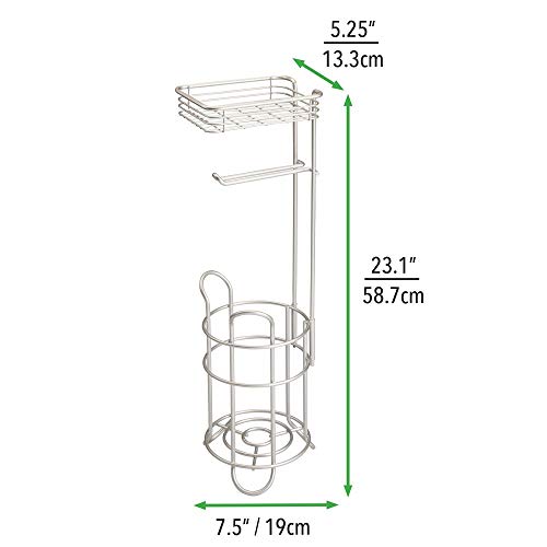 Product Cover mDesign Freestanding Metal Wire Toilet Paper Roll Holder Stand and Dispenser with Storage Shelf for.