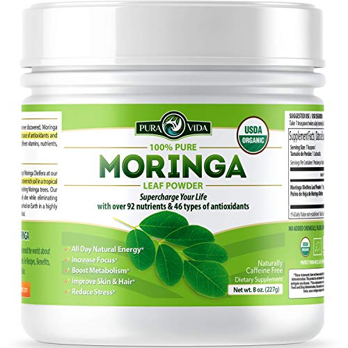 Product Cover Organic Moringa Oleifera Leaf Powder - USDA Certified Organic Single Origin Moringa Powder from Nicaragua. Perfect for Smoothies, Recipes and Moringa Tea. 8 oz.