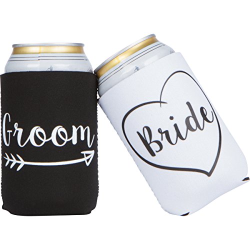 Product Cover Cute Wedding Gifts - Bride and Groom Novelty Can Cooler Combo - Engagement Gift for Couples