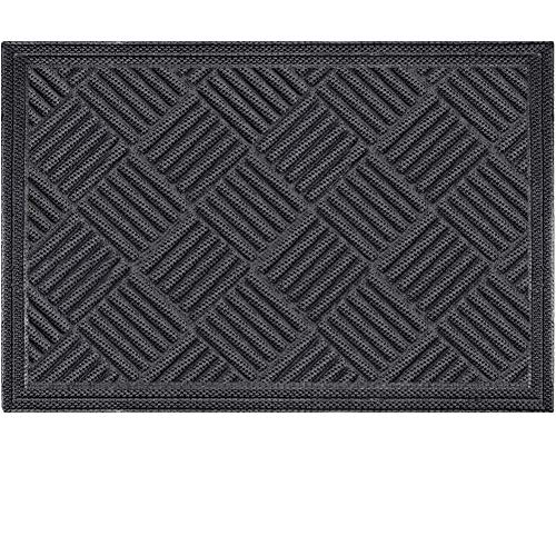 Product Cover Mibao Entrance Door Mat Large Heavy Duty Front Outdoor Rug Non-Slip Welcome Doormat for Entry, 24 x 36 inch, Grey