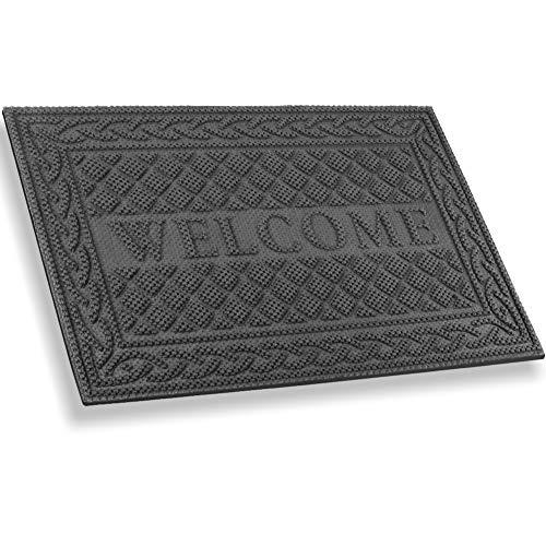 Product Cover Mibao Entrance Door Mat, Winter Durable Large Heavy Duty Front Outdoor Rug, Non-Slip Welcome Doormat for Entry, Patio, 18 x 30 inch, Grey