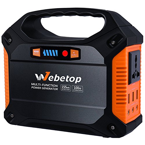 Product Cover Webetop 155Wh 42000mAh Portable Generator Inverter Battery 100W Camping Emergency Home Use UPS Power Source Charged by Solar Panel/Wall Car with 110V AC Outlet,3 DC 12V,3 USB Port
