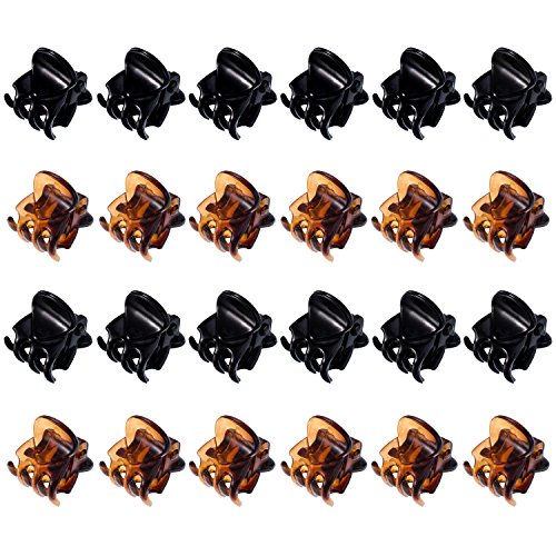 Product Cover Mini Hair Clips Plastic Hair Claws Pins Clamps for Girls and Women (24 Pieces, Black and Brown)