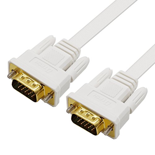 Product Cover DTECH Slim Flat 33 Feet VGA Cable Male to Male Computer Monitor Cord High Resolution 1080p - White - 10m