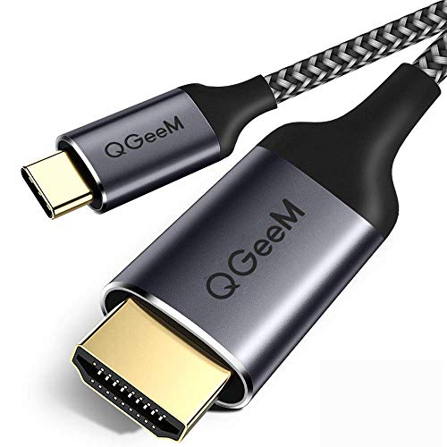 Product Cover USB C to HDMI Cable Adapter, QGeeM 6ft Braided 4K@60Hz Cable Adapter(Thunderbolt 3 Compatible) for iPad Pro,MacBook Pro 2018 iMac, ChromeBook Pixel, Galaxy S9 Note9 S8 Surface Book hdmi USB-c