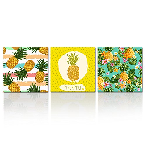 Product Cover Kreative Arts Hawaii Pineapple Tropical Fruit Wall Art Decor, Multicolor, 3 Piece