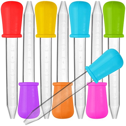 Product Cover 8 Pcs Liquid Droppers, SENHAI Silicone and Plastic Pipettes Transfer Eyedropper with Bulb Tip for Candy Oil Kitchen Kids Gummy Making - 7 Colors
