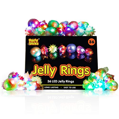 Product Cover PartySticks Light Up Jelly Rings - 36pk LED Party Favors, Glow in The Dark Party Supplies for Kids and Adults in Assorted Colors