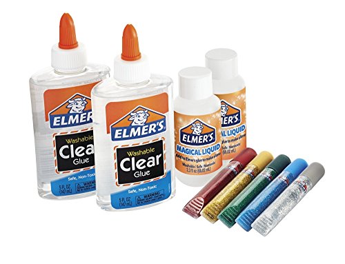 Product Cover Elmer's Slime Starter Kit, Clear School Glue, Glitter Glue Pens & Magical Liquid Activator Solution, 9 Count
