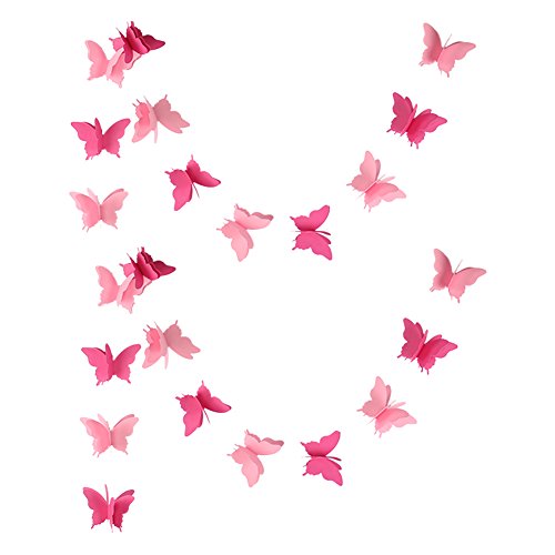 Product Cover zilue Butterfly Banner Decorative Paper Garland for Wedding, Baby Shower, Birthday & Theme Decor 110 Inches Long Set of 2 Pieces Pink