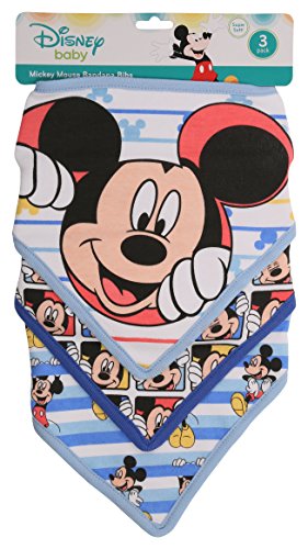 Product Cover Disney Mickey Mouse 3 Piece Bandana Bibs, Blue Mickey Print