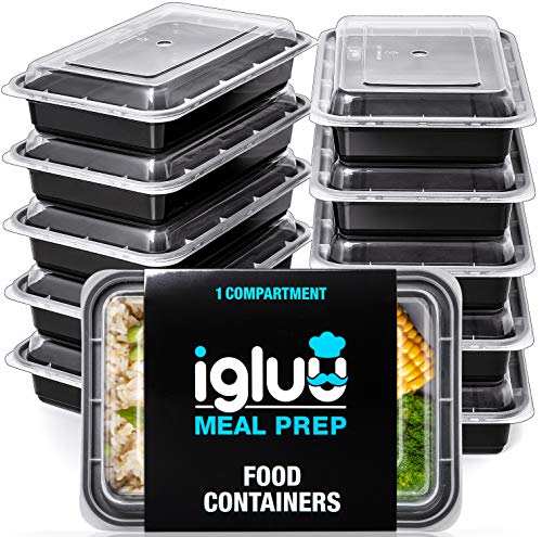 Product Cover Igluu Meal Prep Containers [10 pack] 1 Compartment with Airtight Lids - Plastic Food Storage Bento Box - BPA Free - Reusable Lunch Boxes - Microwavable, Freezer and Dishwasher Safe
