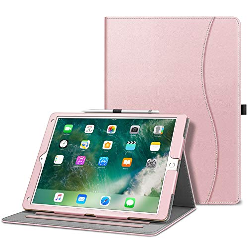 Product Cover Fintie Case for iPad Pro 12.9 2nd Gen 2017 / iPad Pro 12.9 1st Gen 2015 - [Corner Protection] Multi-Angle Folio Stand Cover w/Pocket, Auto Wake/Sleep for Apple iPad Pro 12.9 Inch Table, Rose Gold