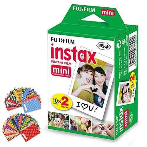 Product Cover FujiFilm Instax Mini Instant Film 1 Pack - 20 Sheets + 60 Assorted Colorful Mini Photo Stickers - Compatible with FujiFilm Instax Mini 8 / Mini 9