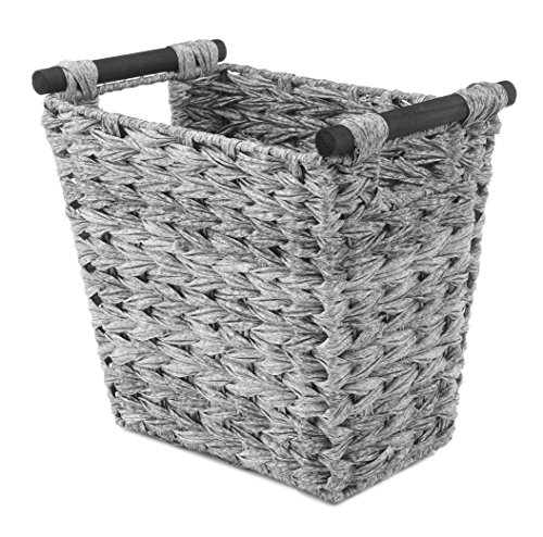 Product Cover Whitmor Split Rattique Waste Basket with Wood Handles - Gray Wash
