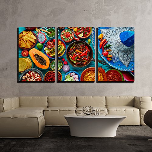Product Cover wall26 - Mexican Food Mix Background - Canvas Art Wall Decor - 16