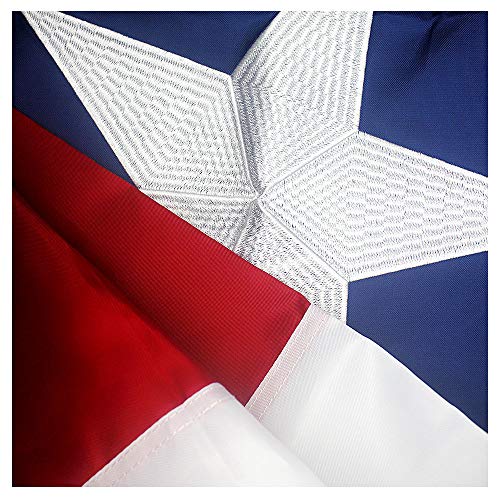 Product Cover VSVO Texas Flag 3x5 ft - Durable 240D Nylon Outdoor TX Flags- UV Protected, Embroidered Stars, Sewn Stripes, Brass Grommets Outside US Flags.