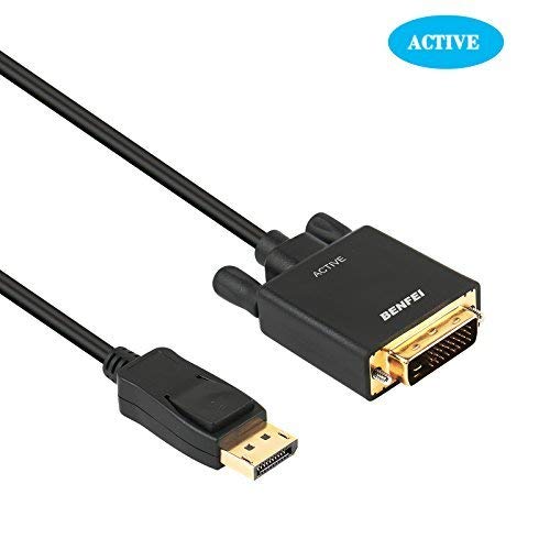Product Cover Active DisplayPort to DVI Adapter, Benfei Active Dp Display Port to DVI Single Link Converter Male to Male Gold-Plated Cord 6 Feet Black Cable Support Eyefinity Technology