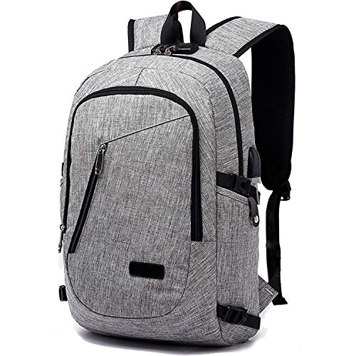 Product Cover FLYMEI Laptop Backpack, Waterproof Grey Backpack with USB Charging Port